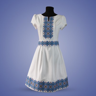 Embroidered dress "Odarka Light" blue